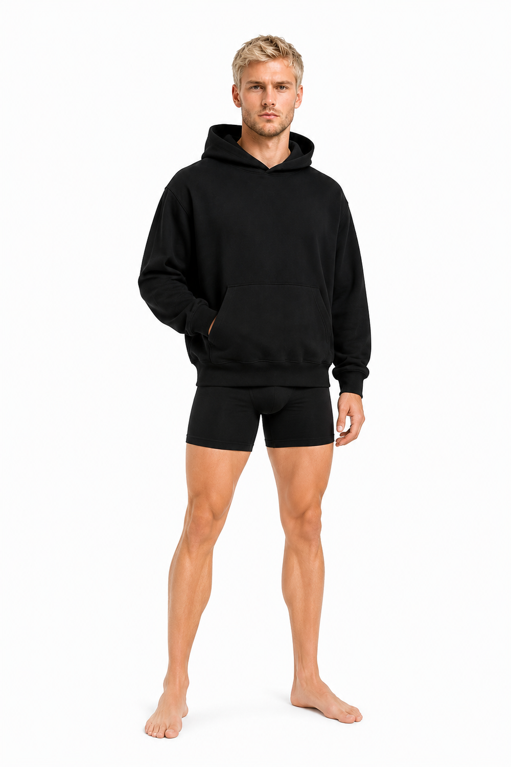 BOXY FLEECE HOODIE 001 by A. Manso — editorial model view 1