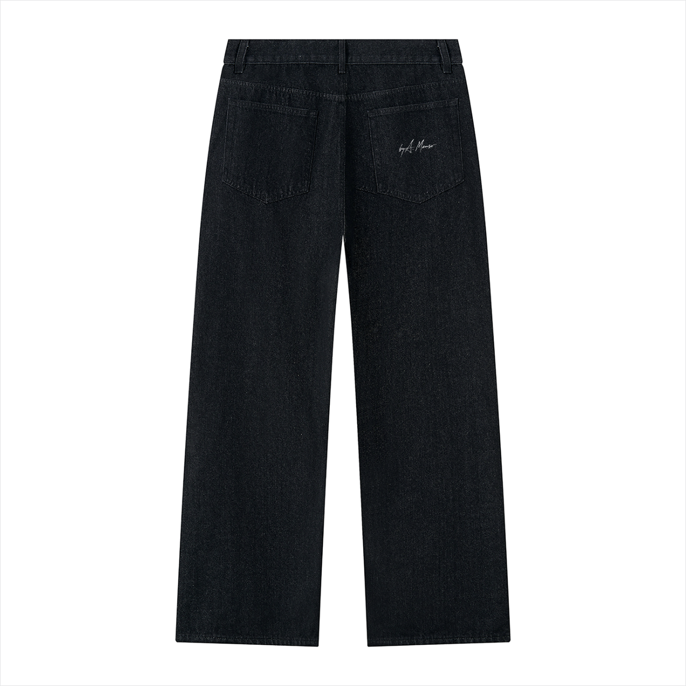 BUTTON-FRONT WIDE-LEG DENIM 001 in Obsidian Black, rear product view