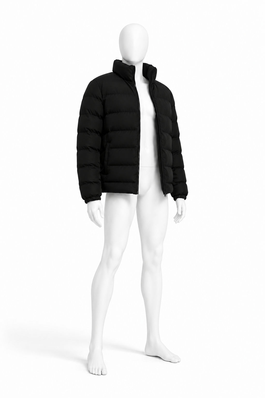 Obsidian black long down puffer jacket for men
