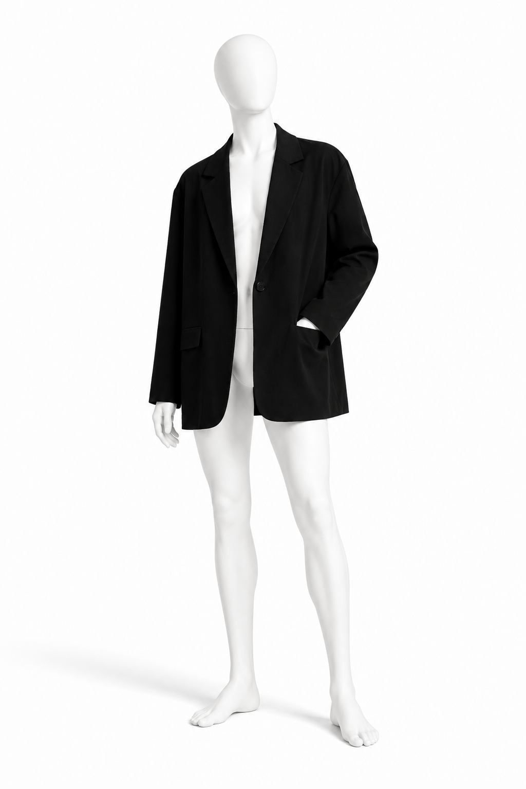 Obsidian black relaxed cotton blazer for men