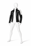 Obsidian black vegan leather racer jacket for men