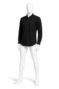Obsidian black cotton poplin long-sleeve shirt for men