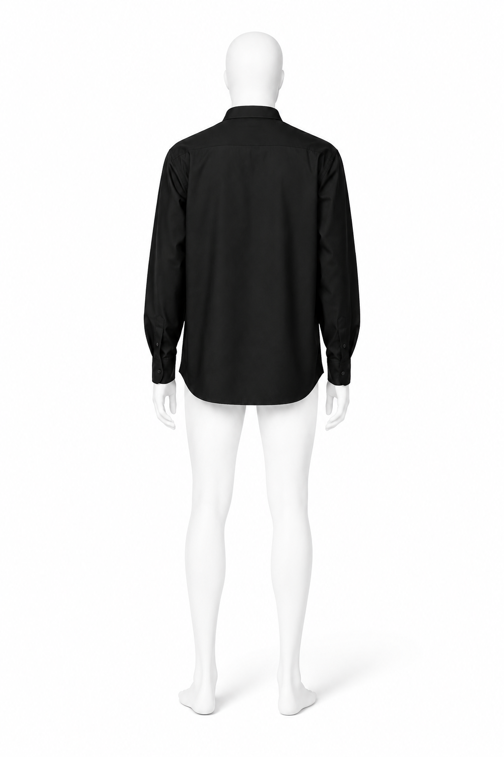 Black slim-fit long-sleeve cotton poplin shirt