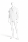 Obsidian black cotton poplin stand-collar shirt for men