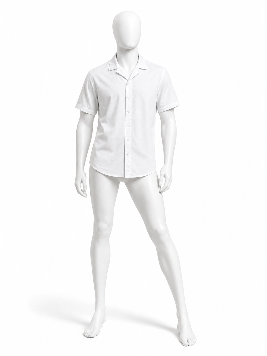 Obsidian black cotton poplin open-collar shirt for men