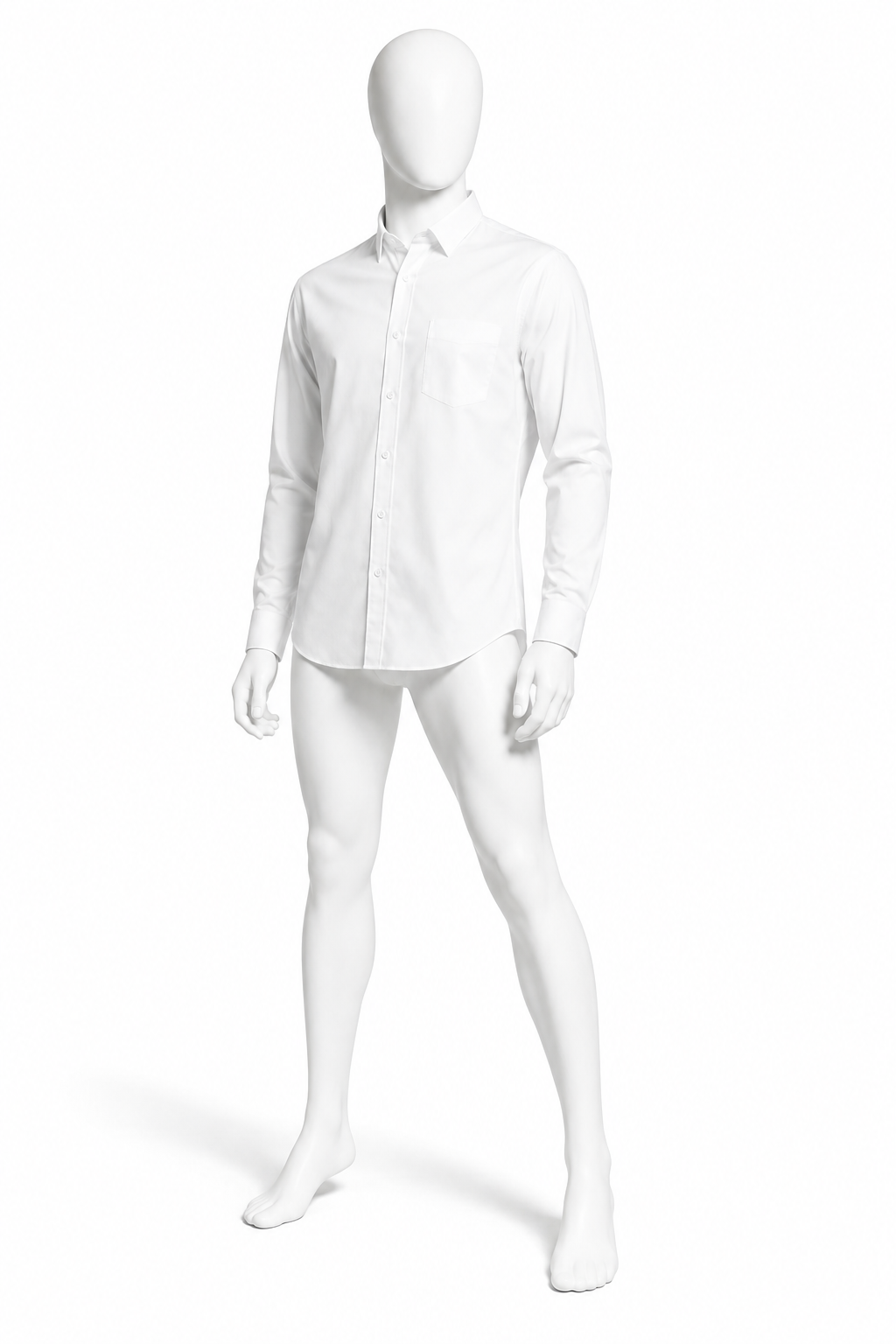 Glacier white cotton poplin long-sleeve shirt for men