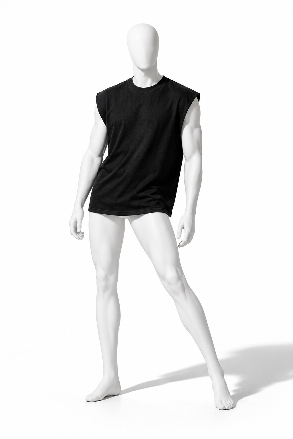 Obsidian black heavyweight boxy terry tank top
