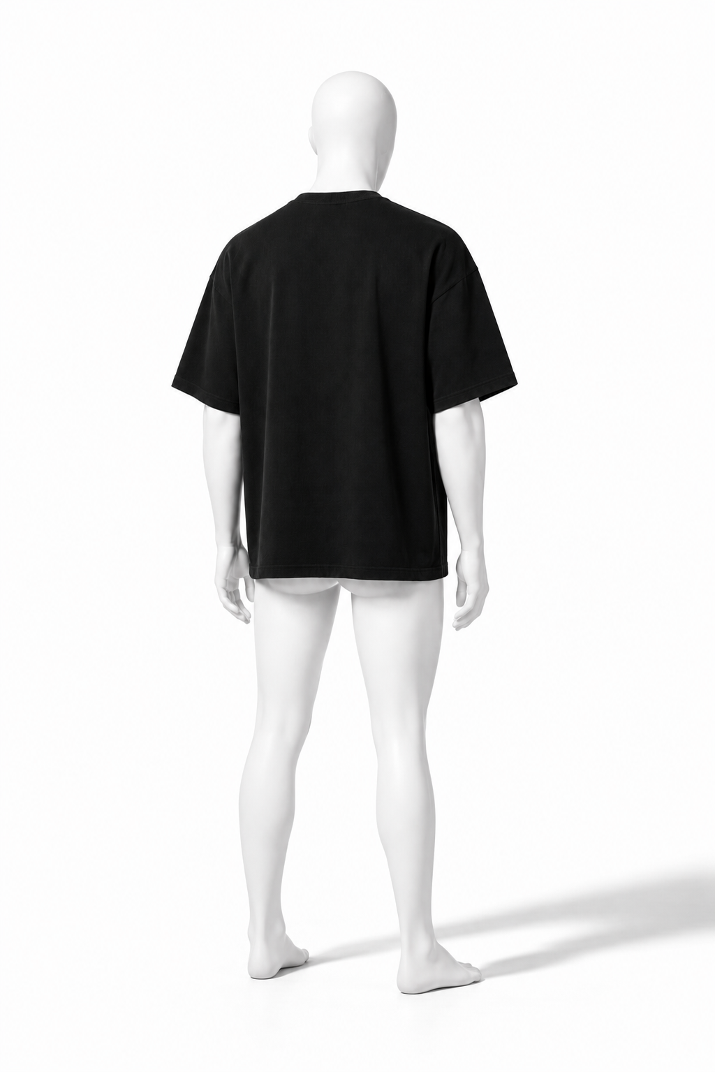 Black oversized cotton T-shirt with drop shoulders