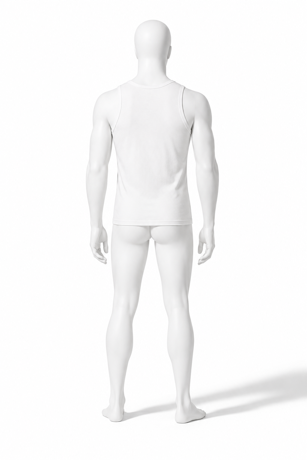 Black ribbed men's tank with close-fitting silhouette