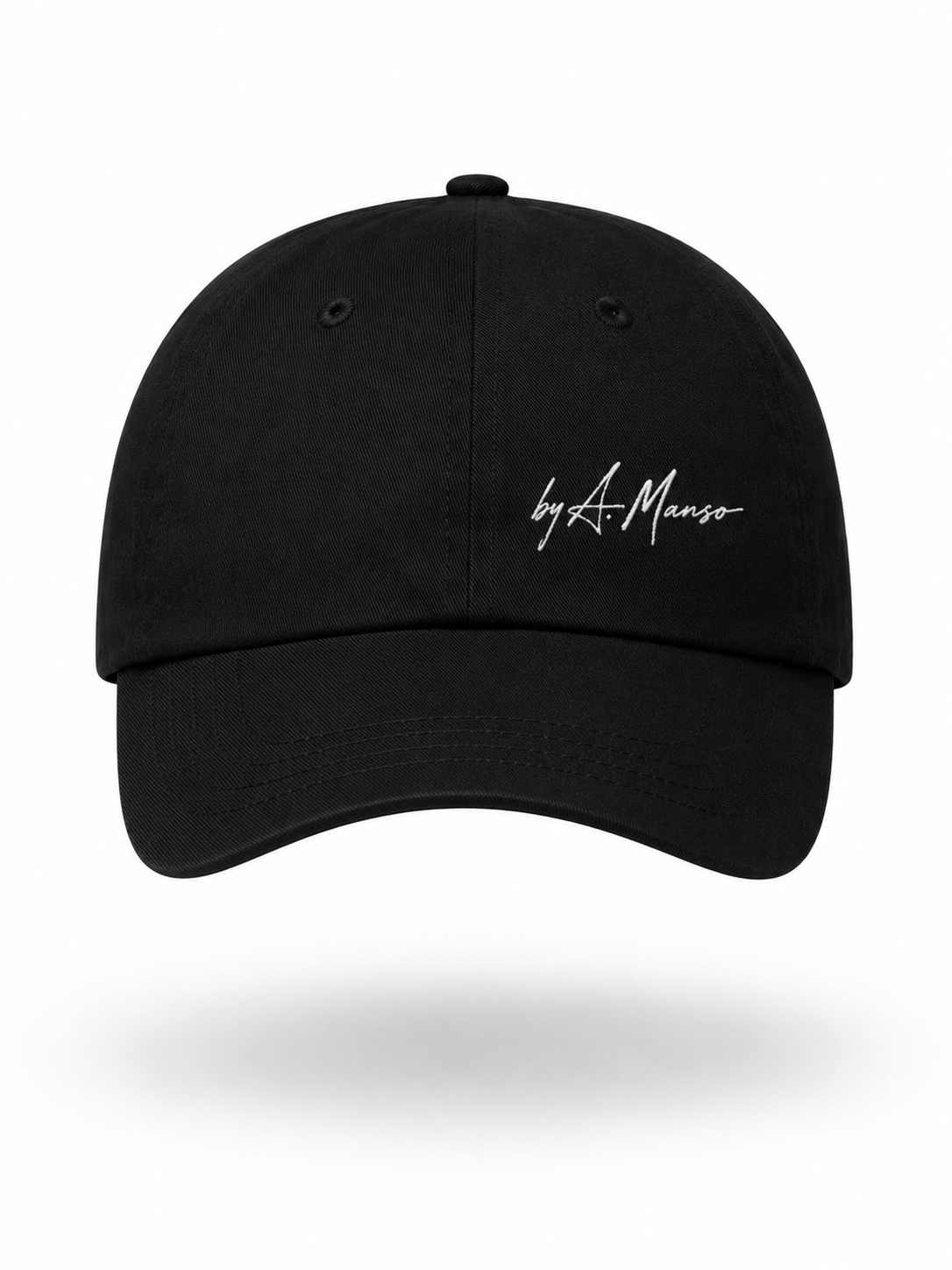 A. Manso black cotton twill cap with embroidery