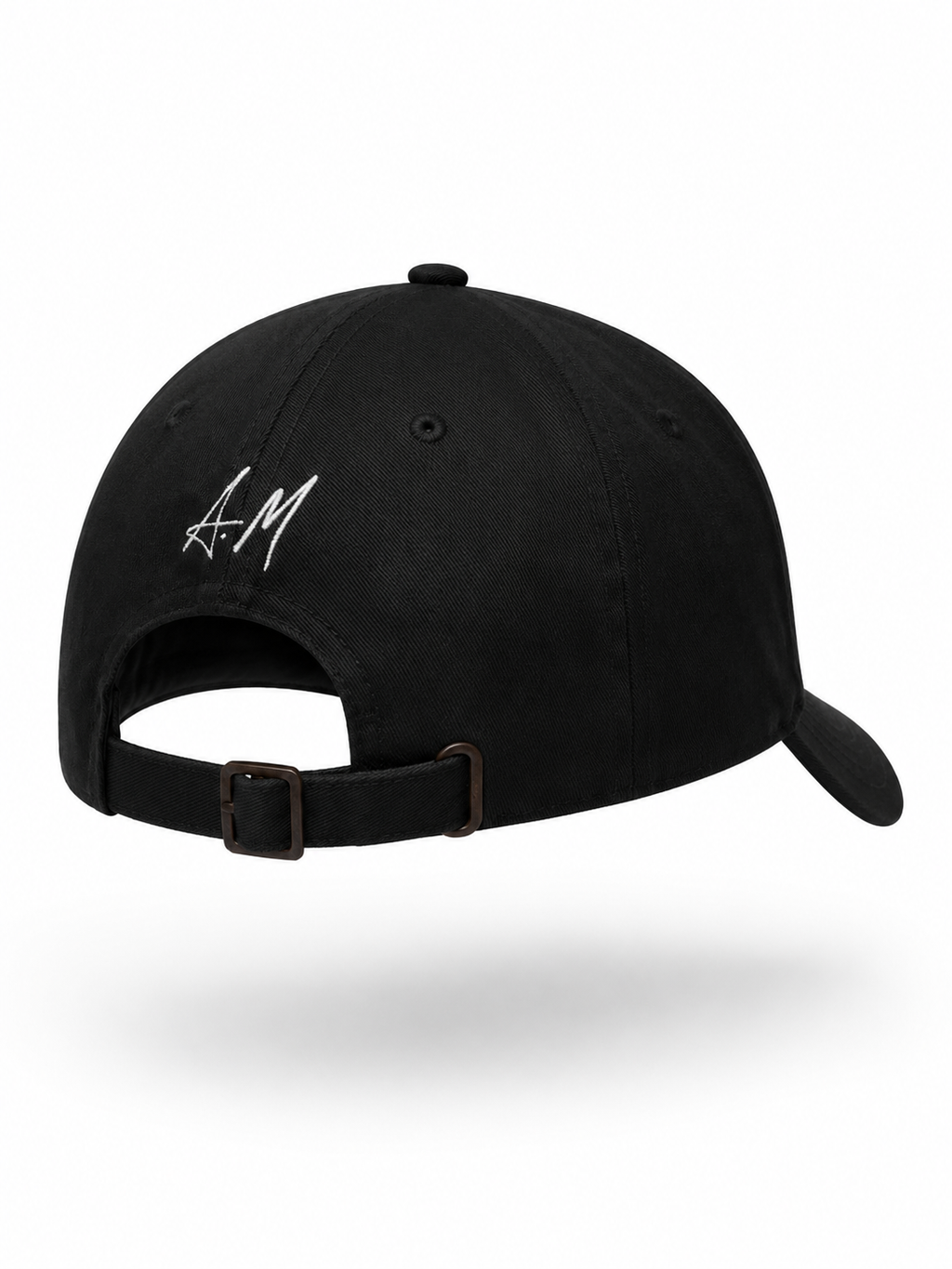 Black six-panel A. Manso cap for everyday menswear