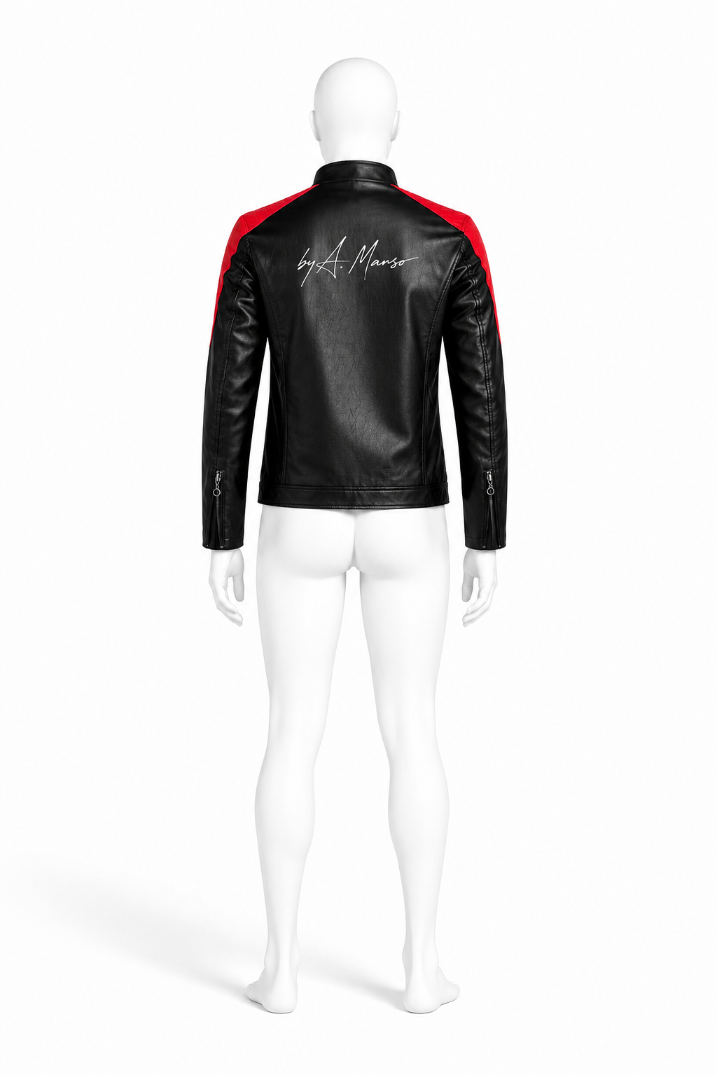 Black structured racer jacket in vegan leather