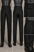 ITALIAN TROUSERS 000 — original high-waist trousers on black mannequin, front, back and detail views