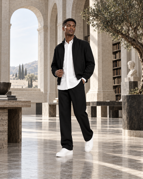 Authority Without a Lapel in a monumental Roman modernist library