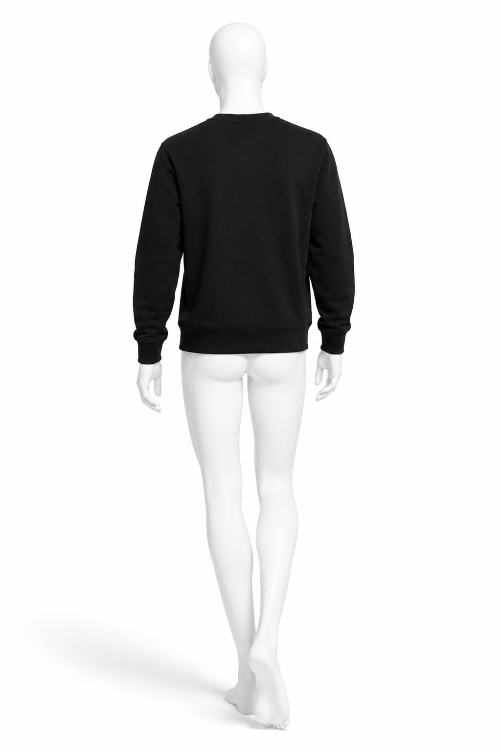 Back view of black oversized heavyweight cotton crewneck sweatshirt