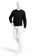 Black heavyweight cotton crewneck sweatshirt in oversized fit, front view