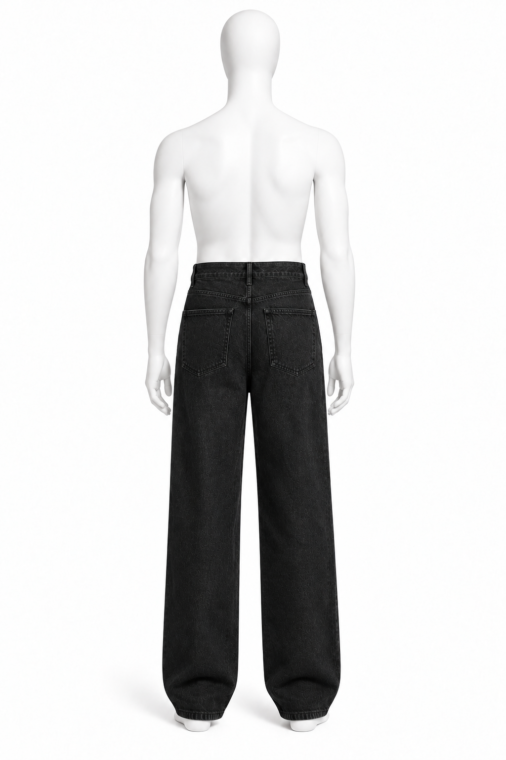 Button-Front Wide-Leg Denim 001 on white mannequin — back