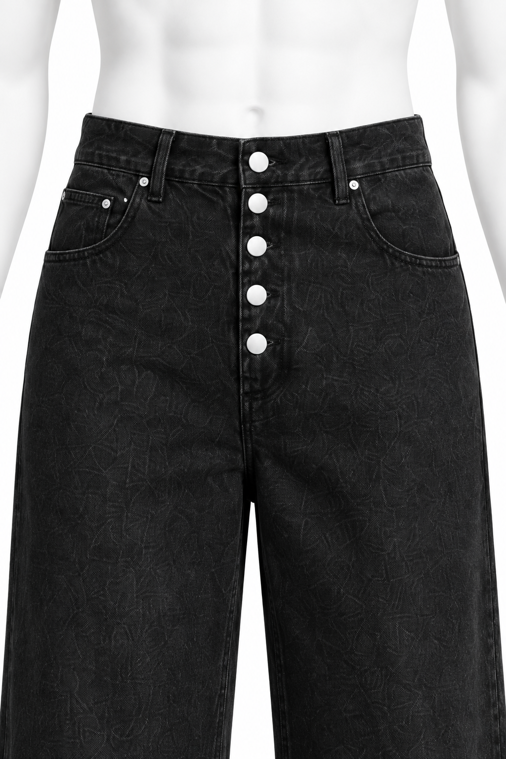 Button-Front Wide-Leg Denim 001 on white mannequin — detail