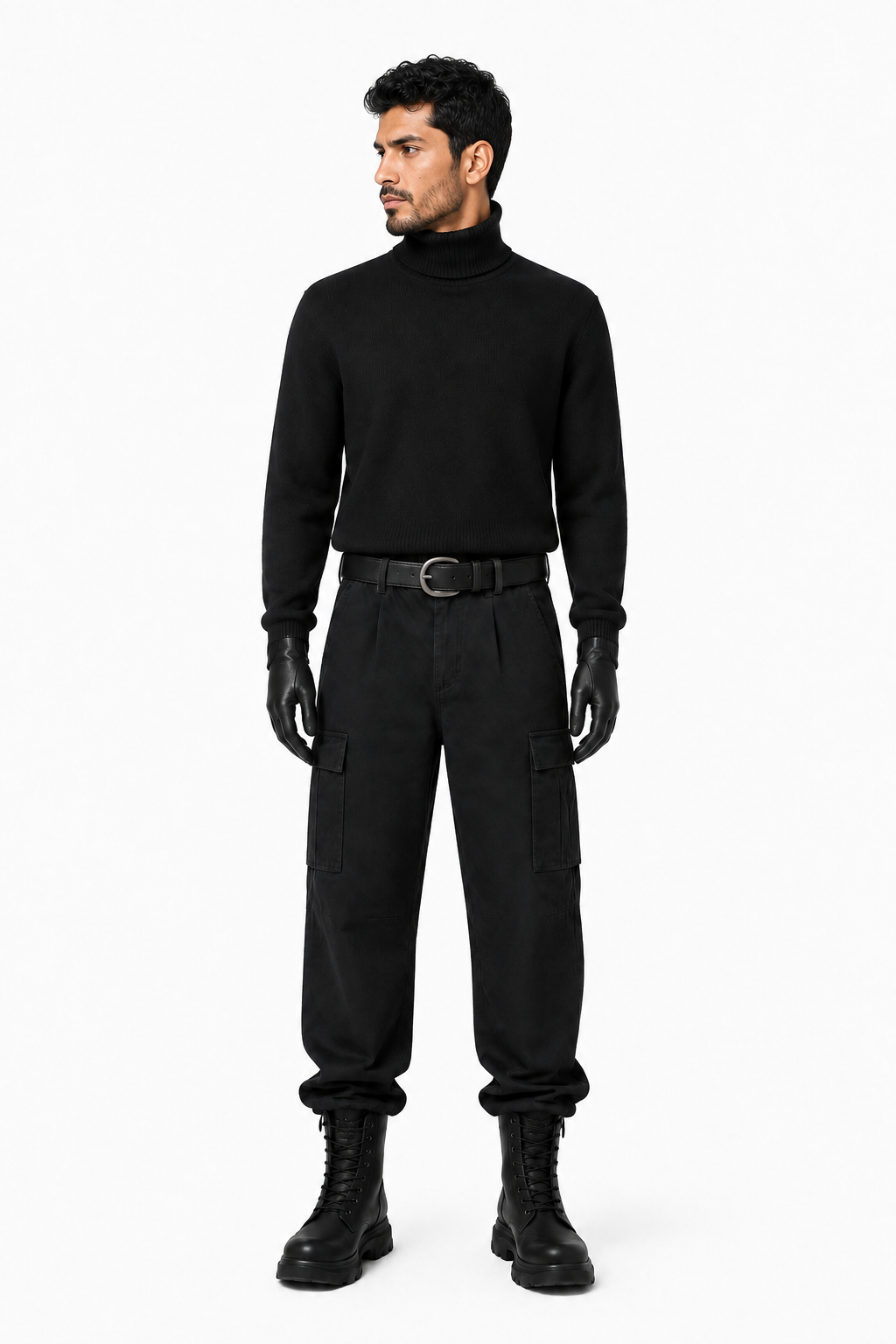 Male editorial model wearing SOFTNESS HAS NO AUTHORITY by A. Manso — front view