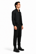 Male editorial model wearing THE COLLAR SETS THE RANK by A. Manso — front view
