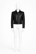 CROPPED LEATHER JACKET 000 full-body front view on white mannequin