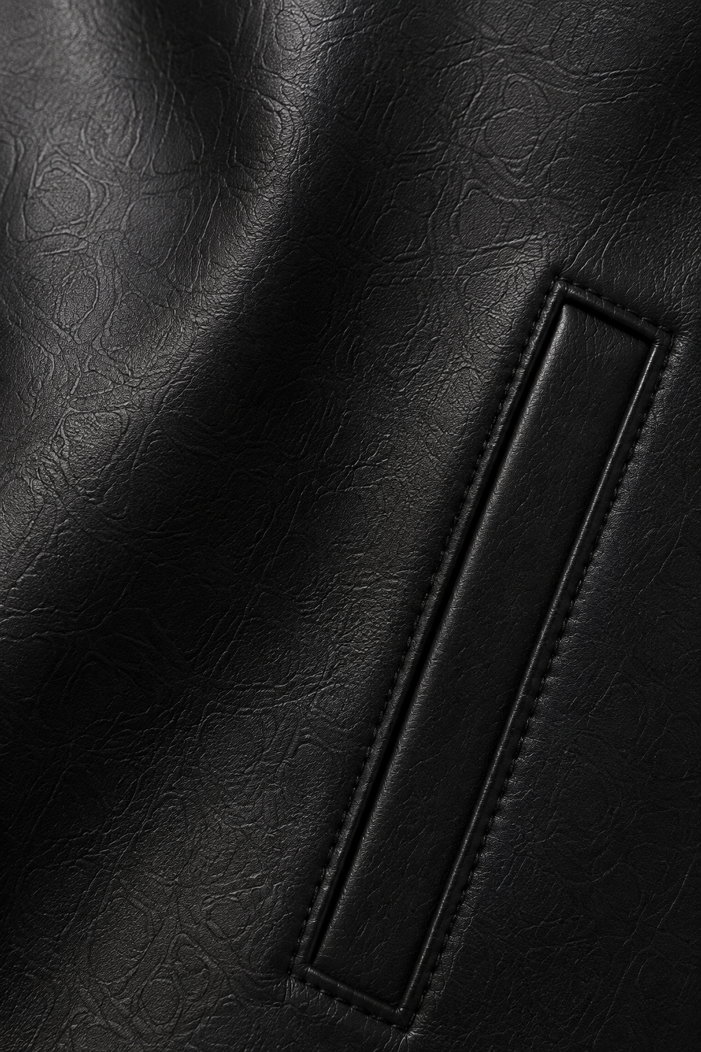CROPPED LEATHER JACKET 000 embossed black leather texture and pocket detail