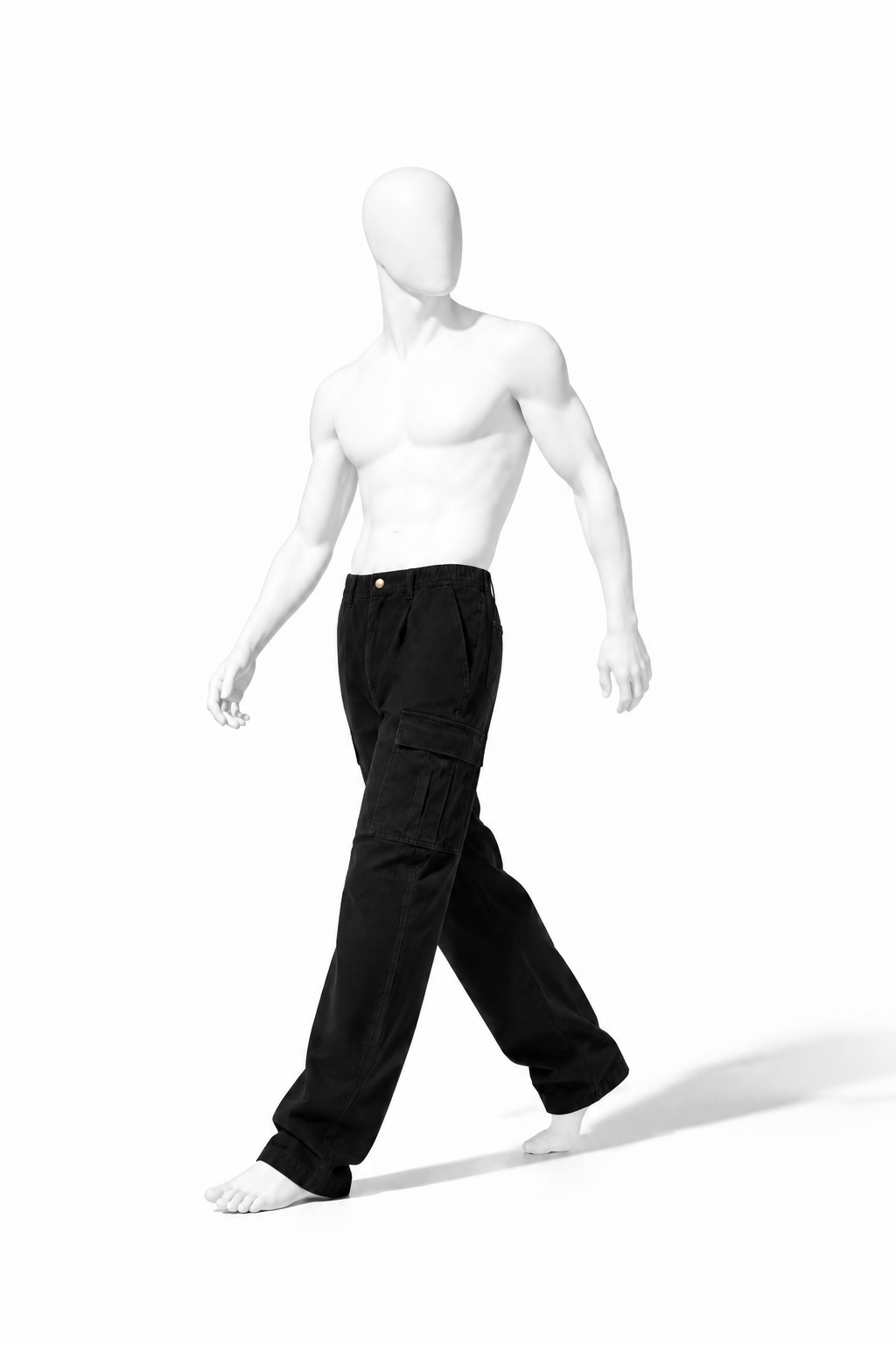 ADJUSTABLE STRAIGHT-LEG PANTS 001 on a masculine white mannequin in stride