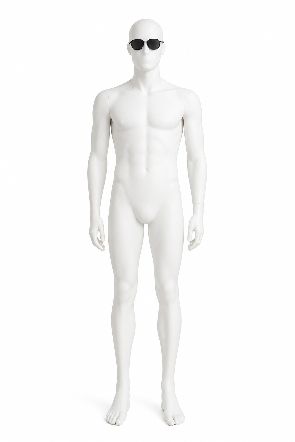 METAL FRAME SUNGLASSES 000 — full-body white masculine mannequin