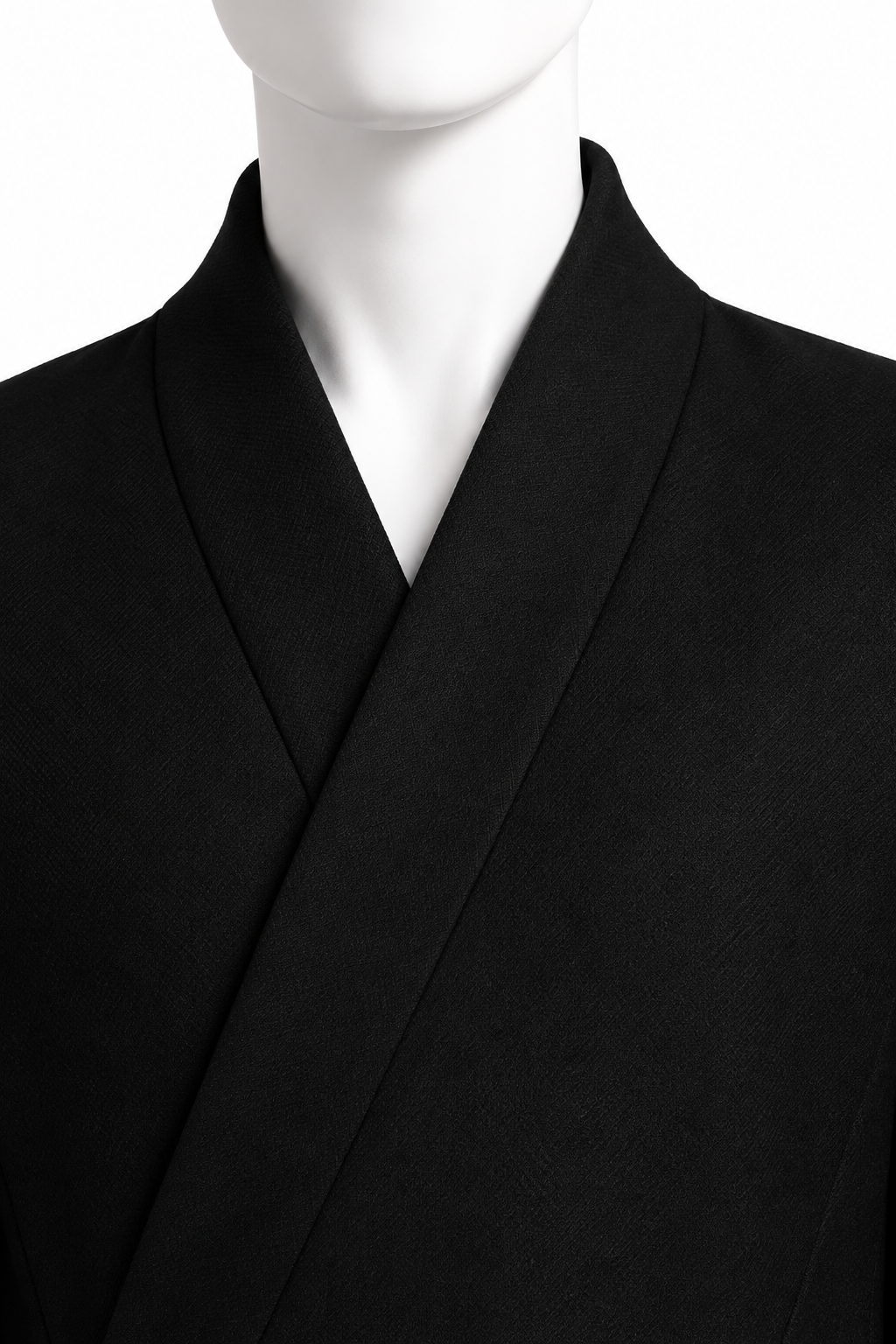 OBSIDIAN KIMONO SHIRT 000 — crossover neckline detail