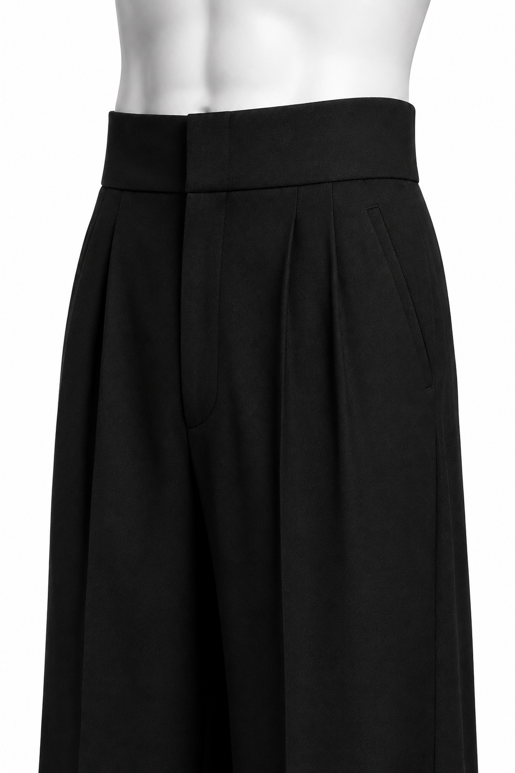 PLEATED WIDE-LEG TROUSERS 000 high waist and deep pleat detail