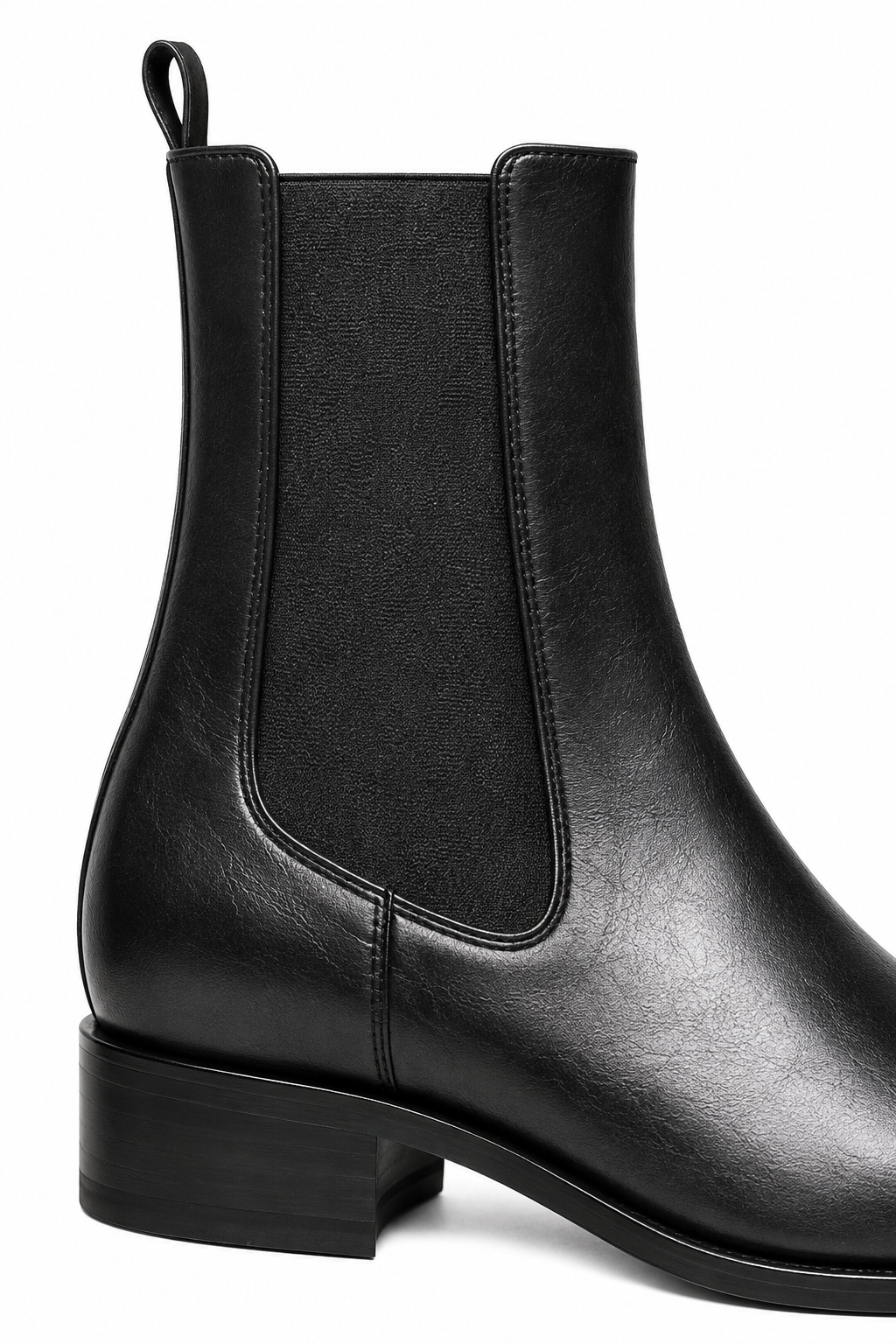 TALL CHELSEA BOOTS 000 — elastic panel, leather and heel detail