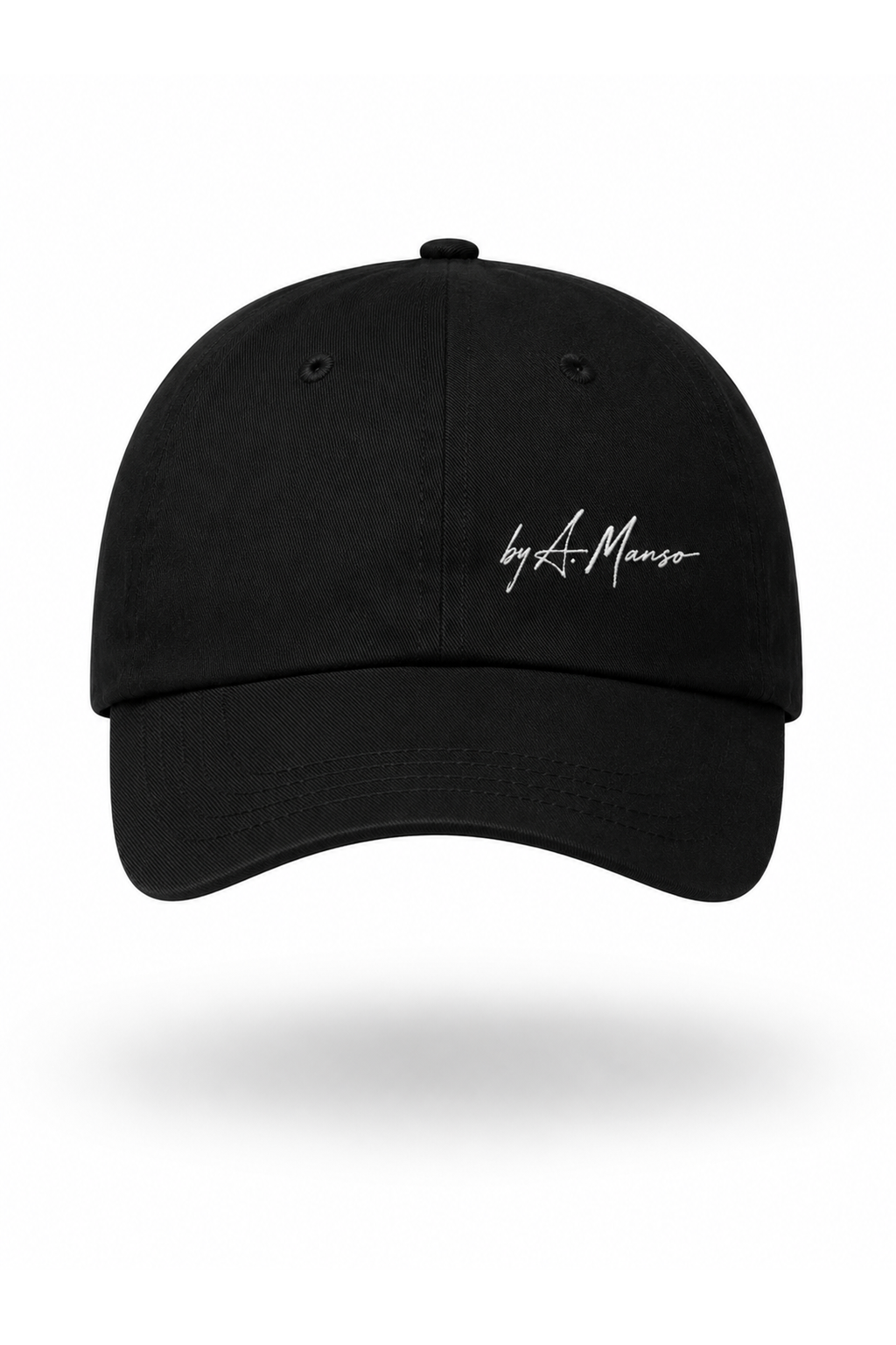 A. Manso black cotton twill cap with embroidery