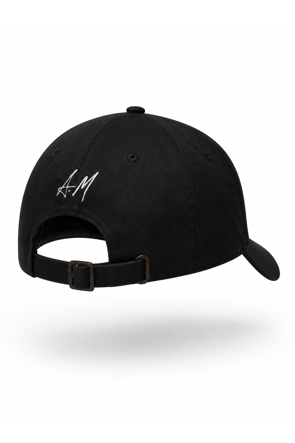 Black six-panel A. Manso cap for everyday menswear