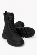 Black utility boot with chunky rubber outsole