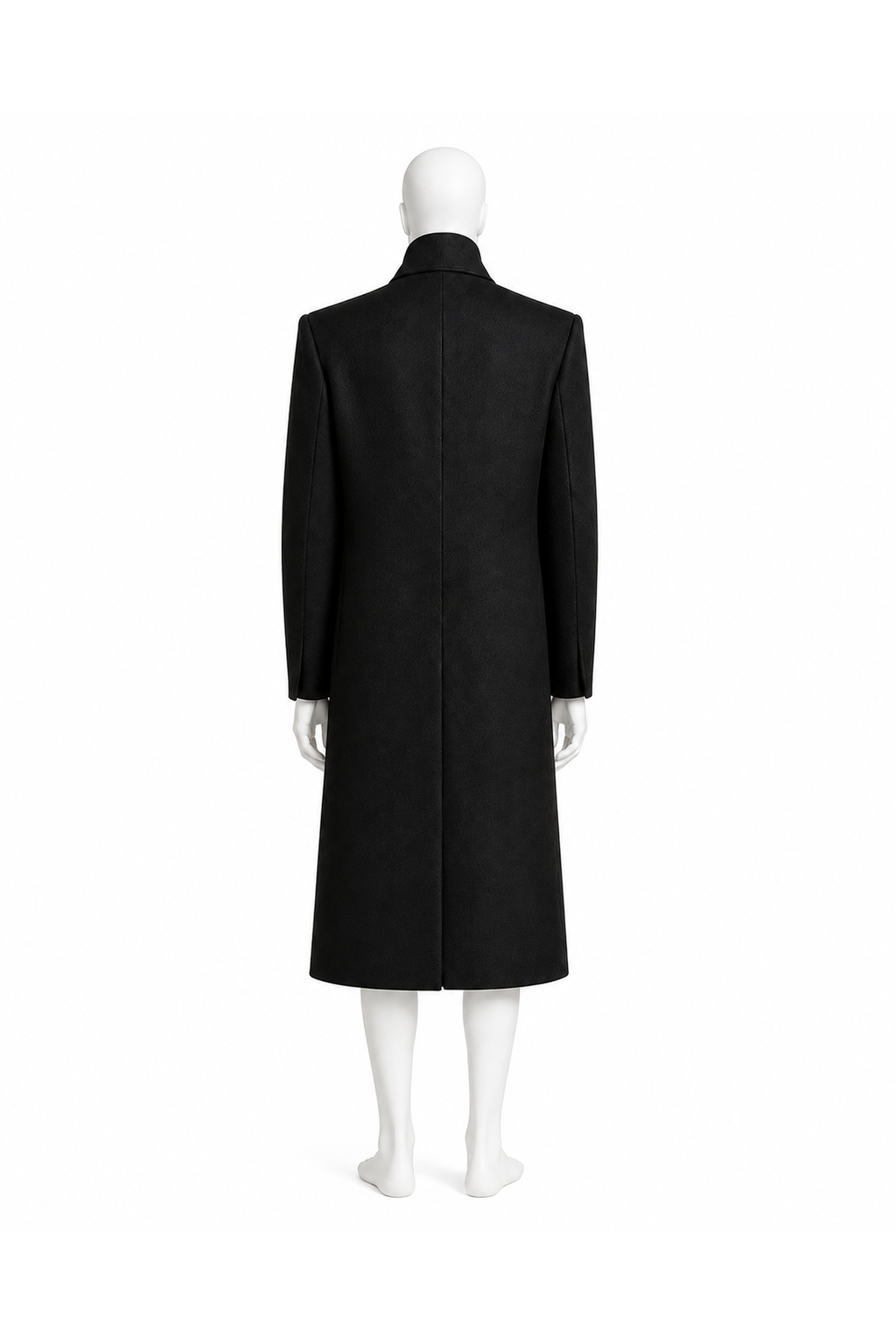 LONG COMMAND COAT 000 by A. Manso — back view on white mannequin