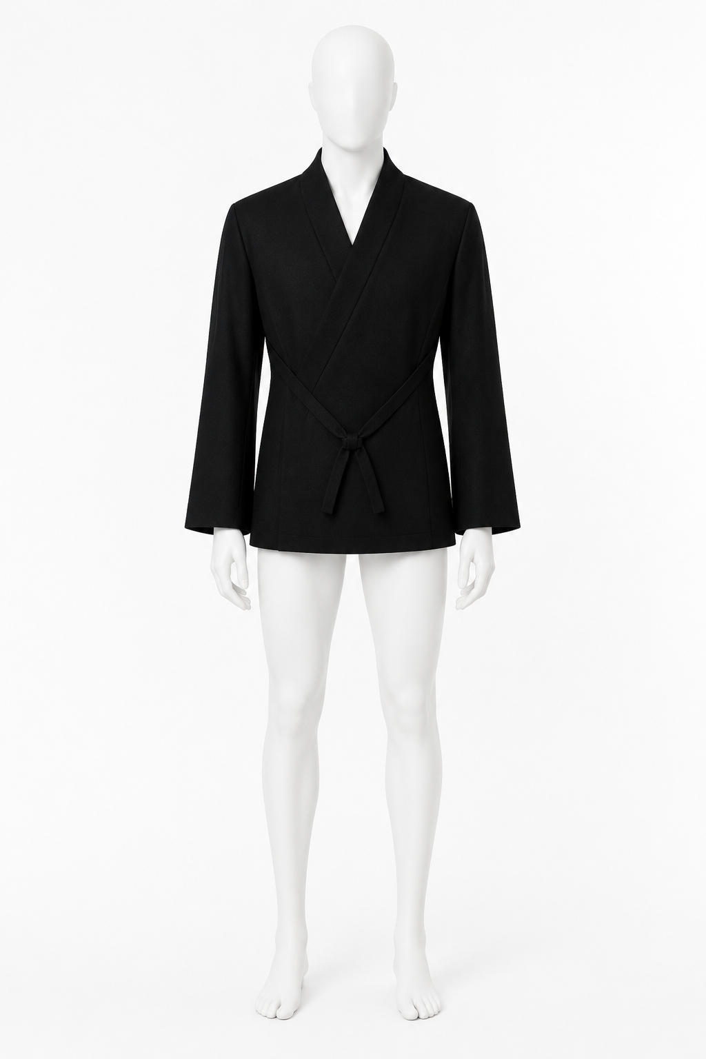 OBSIDIAN KIMONO SHIRT 000 — front on white mannequin
