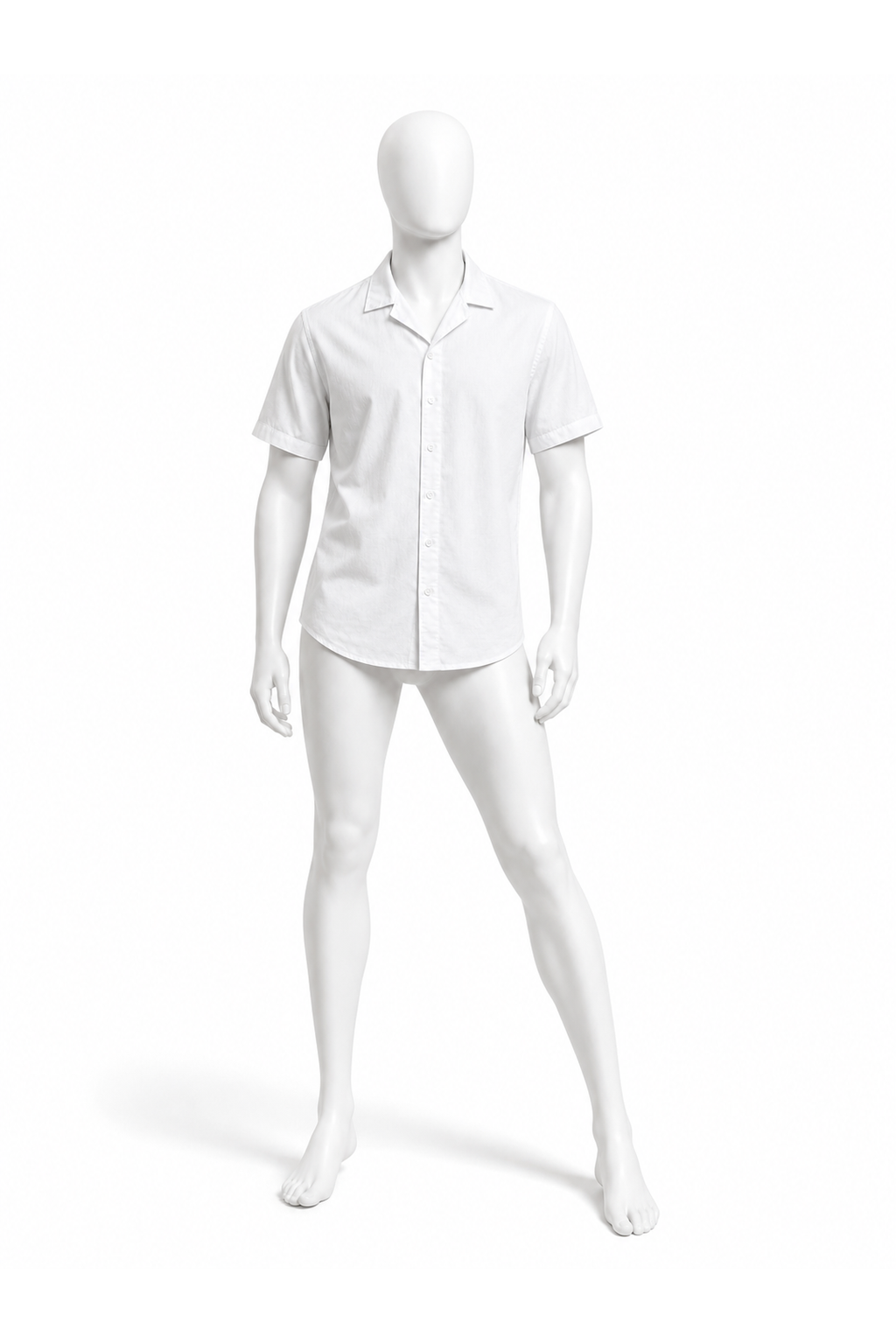 Obsidian black cotton poplin open-collar shirt for men