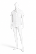 Obsidian black cotton poplin stand-collar shirt for men